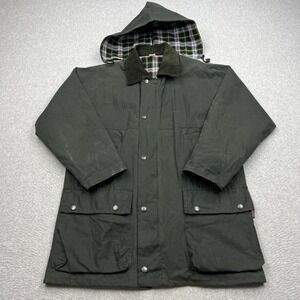 Walker & Hawkes Field Jacket Mens Medium* Green Waxed Cotton Lined Hood England